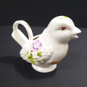 Grace Teaware Ceramic Bird Creamer Floral Butterfly Design Bird Figurine Vintage